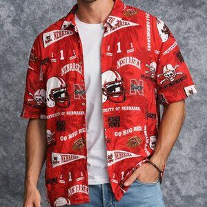 Reyn Spooner Shirt Nebraska Cornhuskers NCAA Short Sleeve 3XL Red Button Up EUC